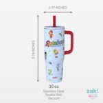 Zak Designs Rainbow Brite Sutton Travel Tumbler for On the Go, 30oz Stainless Steel with Vacuum Insulation, Silicone Straw, and Carry Handle for Cold Drinks (Rainbow Brite, Color Kids) - Image 5