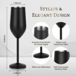 Lifecapido 2 Pack Stainless Steel Champagne Glasses, 8oz Stemmed Unbreakable Champagne Glasses, Elegant Stainless Steel Champagne Flutes for Party Wedding Christmas Anniversary, Black - Image 3