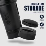 BlenderBottle Shaker Bottle with Pill Organizer and Storage for Protein Powder, Classic V2 ProStak System, 22-Ounce, Midnight Black - Image 3