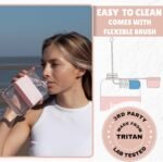 hydr | 17oz Flat Water Bottle For Purse & Flexible Cleaning Brush | Tritan BPA Free Square Water Bottle | Leak/Drop Proof Slim Water Bottles For Travel, small water bottles mini - Image 7