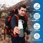 Water Bottle with Silicone Sleeve & Leakproof Lid - 500 ML | Durable, BPA Free Double, Double Wall Insulated Stainless Steel Eco-friendly Water Bottle for Home, School, Office, Gym, & Travels (White) - Image 4