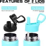 Volhoply 20oz Insulated Stainless Steel Water Bottle With Straw Lid Bulk 2 Pack,Kids Double Wall Vacuum Cups With Handle,Reusable Outdoor Sports Metal Bottles,Travel Flask Keep Cold(Assorted,2) - Image 3