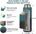 Volhoply 20oz Insulated Stainless Steel Water Bottle With Straw Lid Bulk 2 Pack,Kids Double Wall Vacuum Cups With Handle,Reusable Outdoor Sports Metal Bottles,Travel Flask Keep Cold(Assorted,2) - Image 5