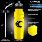 Cannon Sports 1 Liter Sports Water Bottle, BPA-Free, 34 Oz Capacity, Large Mouth, 2 lids (Straw and Squeeze), Great For Helmet Sports Such As Hockey, Lacrosse, Football, Boxing (2 Pack) (Yellow) - Image 3