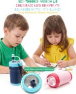 Zukro Toddler Tumbler with Flexible Straw, Spill Proof Clear Lid, 12 oz Kids Vacuum Insulated Travel Cups, Stainless Steel Sippy Cup with Non-slip Bottom, BPA Free & Dishwasher Safe - Dinosaur - Image 4