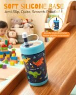 Zukro Toddler Tumbler with Flexible Straw, Spill Proof Clear Lid, 12 oz Kids Vacuum Insulated Travel Cups, Stainless Steel Sippy Cup with Non-slip Bottom, BPA Free & Dishwasher Safe - Dinosaur - Image 5