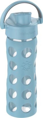 Lifefactory 16-Ounce Glass Water Bottle with Active Flip Cap and Protective Silicone Sleeve, Denim - Image 3