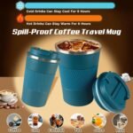 Vacuum-Insulated Stainless Steel Travel Coffee Mug, Leak-Proof Reusable Coffee Cup with Lid - Keep Hot & Cold Drinks for Hours, Durable Insulated Tumbler for Men & Women(3rd-Blue, 12OZ) - Image 3