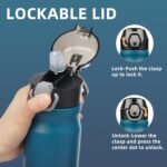 Insulated Water Bottle with Straw and Carry Loop,18 oz Stainless Steel Double Wall Vaccum Metal Water Flask with Leak-proof Lid,Indiego Black - Image 3