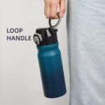 Insulated Water Bottle with Straw and Carry Loop,18 oz Stainless Steel Double Wall Vaccum Metal Water Flask with Leak-proof Lid,Indiego Black - Image 5