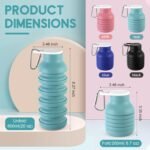 LemonRoad 4 Pcs 20 oz Portable Collapsible Water Bottles Reusable Silicone Foldable Water Bottle Lightweight Leakproof Expandable for Gym Traveling Camping Hiking Sports - Image 3
