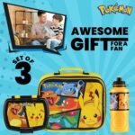 Pokemon Insulated Lunch Bag with Lunch Box Water Bottle Set for Kids 3 Piece School Snack Bag Pikachu Gifts for Kids (Yellow) - Image 4