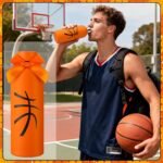 6 Pcs Basketball Insulated Water Bottles Bulk 17 oz Stainless Steel Sports Tumblers with Bow, Double Wall Vacuum Metal Flask Reusable Leakproof Small Mouth Bottles for Team Gifts - Image 4