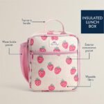 Itzy Ritzy Toddler Lunch Box - Kids Lunch Bag is Insulated and Includes Water Bottle Holder Plus 2 Pockets - Durable, Easy to Clean Toddler Bag (Strawberry) - Image 3