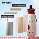 24 oz Insulated Water Bottle with Straw Lid - Cute Red Apple & Polka Dot Design - Stainless Steel Vacuum Flask for Women, Girls - Ideal Valentine's Day Gift, Reusable Sports Bottle - Image 7