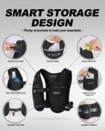Running Vest with Running Water Bottle,Adjustable Reflective Hydration Vest with Waterproof Phone Holder for Women Men,Lightweight Water Vest for Outdoors - Image 4