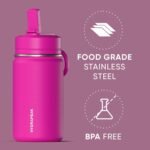 Hydrapeak Mini 14oz Water Bottle with Straw Lid, Insulated Water Bottle, Water Bottle Stainless Steel, Water Bottles (Fuchsia) - Image 5