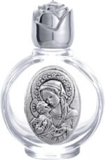 KOMI 12PCS Glass Holy Water Bottle 0.5 floz Mini Holy Water Container with Embossed Madonna and Child Religious Empty Travel Bottle Church Catholic Gifts - Image 3