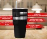 Patriotic 30oz Double Insulated Tumbler - Engraved American Flag Travel Mug - Image 7