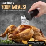 The Original Salt and Pepper Shakers set - Black & White - Spice Dispenser with Adjustable Pour Holes - Stainless Steel & Glass - Set of 2 Bottles - Image 3