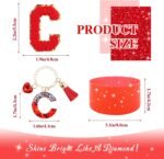 Red Cup Accessories Set for Stanley 30OZ & 40OZ Tumbler with Handle, Letter Charms, Bow & Diamond Straw Covers, Glitter Silicone Boot, Personalized Sticker for Stanley Cup Accessories (C) - Image 3