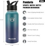 Insulated Water Bottle 32oz, Stainless Steel Water Bottle with Straw & Spout Lids & Paracord Handle | with Straw, Spout Lids, Paracord Handle - Image 5