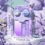 TourKing 26oz Kawaii Water Bottle With Strap, Split Cups For Drinks Dual Compartment, Double-Sided Leakproof Design, Fountain Straw & Portable For Travel Sports (Purple) - Image 7