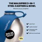 MalsiPree 2-in-1 Portable Dog Water Bottle and Travel Bowl for Small Dogs - Stainless Steel Dog Water Jug for Walking, Hiking, and Car Trips - Leak-Proof Dog Water Bottle Portable - 10oz Navy - Image 3