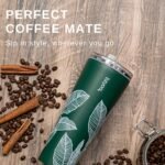 bzyoo SUP Double Wall Vacuum Insulated Tumbler with Straw and Lid Stainless Steel Water Bottle Travel Mug Cup Valentines Gifts For Him & Her, 24oz (710ml) Color: Leaf Green - Image 3