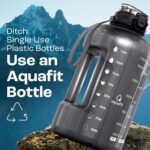 AQUAFIT Half Gallon Water Bottle with Time Marker - Straw & Chug Lid - BPA Free Gym Water Bottle with Straw - Big Gallon Jug (Clarity, 64 oz - 2in1 Lid) - Image 5