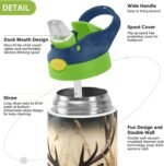 YETTASBIN Deer Water Bottle for Kids, 12 oz Leakproof Double Walled Insulated Stainless Steel Water Bottle Travel Tumbler with Straw Lid for Girls Boys Toddlers - Image 5
