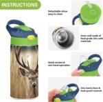 YETTASBIN Deer Water Bottle for Kids, 12 oz Leakproof Double Walled Insulated Stainless Steel Water Bottle Travel Tumbler with Straw Lid for Girls Boys Toddlers - Image 6