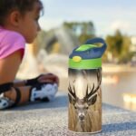 YETTASBIN Deer Water Bottle for Kids, 12 oz Leakproof Double Walled Insulated Stainless Steel Water Bottle Travel Tumbler with Straw Lid for Girls Boys Toddlers - Image 7