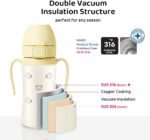 GROSMIMI Insulated 316 Stainless Steel Spill Proof Straw Cup, Water bottle with Flip Top for Toddlers, BPA Free (peach flower, 6oz) - Image 3