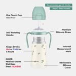 GROSMIMI Insulated 316 Stainless Steel Spill Proof Straw Cup, Water bottle with Flip Top for Toddlers, BPA Free (peach flower, 6oz) - Image 4