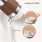 Flip Straw Travel Coffee Mug Leak Proof,Reusable Insulated Coffee Tumbler With Lid And Straw,Titanium Water Bottle Lightweight,Gift(BROWN) - Image 3