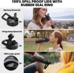 Insulated Water Bottle 20 oz, Triple Wall Vacuum Stainless Steel (Cold for 48 Hrs), Leak Proof & Non-BPA, Kids Water Bottle Jug for School with Straw Spout Lids, Magic Black - Image 4