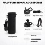 Insulated Water Bottle 20 oz, Triple Wall Vacuum Stainless Steel (Cold for 48 Hrs), Leak Proof & Non-BPA, Kids Water Bottle Jug for School with Straw Spout Lids, Magic Black - Image 6