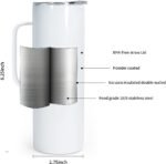 AGH 20oz Sublimation Tumblers with Handle, 8 Pack Double Wall Vacuum Insulated Skinny Blanks Tumblers with Lid and Straw, Vacuum Tumbler Travel Mug for Hot Cold Drinks - Image 3