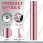 Vesici 1 Pack Slim Water Bottle 8.8 oz Small Stainless Steel Purse Compact Insulated Water Bottles Camping Travel Backpack Pocket Flask for Car Cold Coffee Tea (Rose Gold) - Image 4