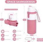 Collapsible Water Bottles for Travel - 26oz BPA-Free Foldable with Carabiner, Lightweight Leak-Proof Design, Portable Reusable Bottle for Hiking, Airplane, Camping (Pink) - Image 3