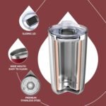 Ideus 20 oz Tumbler, Travel Coffee Mug with Splash Proof Sliding Lid, Double Wall Stainless Steel Vacuum Insulated Coffee Mug for Home and Office, Keep Beverages Hot or Cold, Blood Red - Image 4