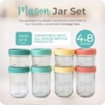 Mason Bottle Breast Milk Storage Jars (4oz & 8oz, 8-Pack) – Reusable Glass Baby Food Containers with Lid for Baby Formula & Breastmilk – Airtight, Stackable, Freezable - Image 3