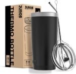 Juro Tumbler 20 Oz Stainless Steel Vacuum Insulated, with Lids and Straw [Travel Mug] Double Wall Water Coffee Cup for Home, Office, Outdoor Works Great for Ice Drinks and Hot Beverage - Black - Image 3
