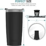 Juro Tumbler 20 Oz Stainless Steel Vacuum Insulated, with Lids and Straw [Travel Mug] Double Wall Water Coffee Cup for Home, Office, Outdoor Works Great for Ice Drinks and Hot Beverage - Black - Image 5