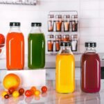 YEBODA 32oz Glass Milk Bottle with Plastic Tamper-proof Caps (4 Pack) Vintage Reusable Dairy Drinking Containers, Glass Bottles for Milk, Juice,Yogurt, Smoothies, Tomato Sauce, Jam, Syrup - Image 3