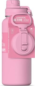 Hydrapeak 32oz Sport Insulated Water Bottle with Straw & Chug Lid, Leak & Spill Proof, Keeps Drinks Cold for 24 Hours, Hot for 12 Hours, Premium Stainless Steel Water Bottles (32oz, Pink) - Image 3