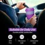 Copco Acadia 16oz Travel Mug with Lid, Set of 2 Double Wall Insulated Tumbler, Non-Slip Sleeve and BPA-Free - Microwave & Dishwasher Safe, Reusable Plastic To Go Travel Coffee Mug (Purple) - Image 5