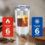 OMTech 20oz Tumblers Bulk, 6pc Stainless Steel Tumbler Set with Lid & Straw, Double Wall Vacuum Insulated Mug for Laser Engraver, Travel Coffee Mug for Hot & Cold Drinks, White Powder Coated Cup - Image 4