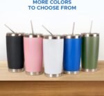 OMTech 20oz Tumblers Bulk, 6pc Stainless Steel Tumbler Set with Lid & Straw, Double Wall Vacuum Insulated Mug for Laser Engraver, Travel Coffee Mug for Hot & Cold Drinks, White Powder Coated Cup - Image 9